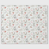 冬の白いクリスマスアニマルラッピング紙 ラッピングペーパー (フラット)