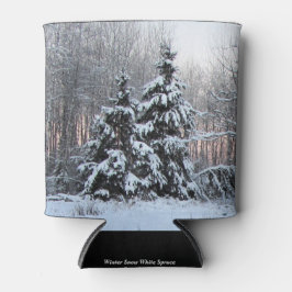 冬の白いスプルース&サンセット 缶クーラー