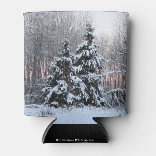 冬の白いスプルース&サンセット 缶クーラー (正面)