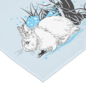 冬の白いバニーのウサギ ショートテーブルランナー (コーナー)