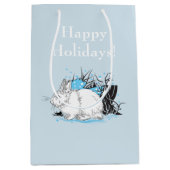 冬の白いバニーのウサギ ミディアムペーパーバッグ (正面)