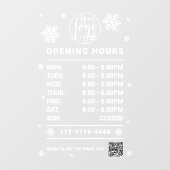 冬の白いビジネス営業時間ロゴQRコード ウィンドウサイン (シート)