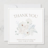 冬の白いフローラとトープ結婚クリスマス サンキューカード (正面)