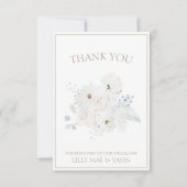 冬の白いフローラとトープ結婚クリスマス サンキューカード (正面)