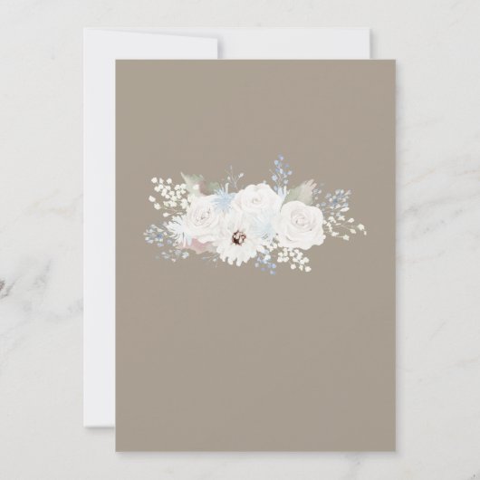 冬の白いフローラとトープ結婚クリスマス 招待状 (裏面)