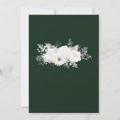 冬の白いフローラと緑の結婚クリスマス 招待状 (裏面)