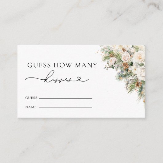 冬の白いフローラ何人のキスブライダルゲーム エンクロージャーカード (正面)
