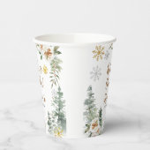 冬の白いフローラ松の木の赤ちゃんシャワー 紙コップ (左)