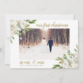 冬の白いフローラ結婚初めてのクリスマスの写真 シーズンカード (正面)