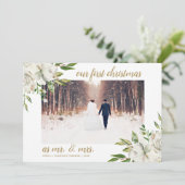 冬の白いフローラ結婚初めてのクリスマスの写真 シーズンカード (スタンド正面)