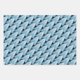 冬の白い光沢のある松の木 ラッピングペーパーシート