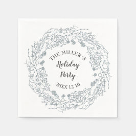 冬の白い実のリース スタンダードカクテルナプキン