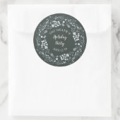 冬の白い果実のフローラリースでビロード緑 ラウンドシール (バッグ)