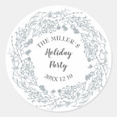 冬の白い果実のフローラリース ラウンドシール (正面)