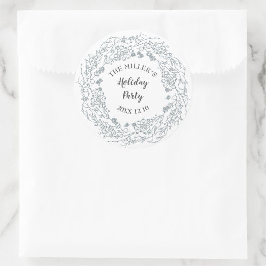 冬の白い果実のフローラリース ラウンドシール (バッグ)