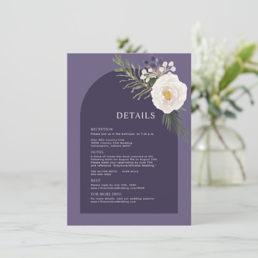 冬の白い植物紫結婚の詳細 (スタンド正面)