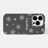 冬の白い模様 名前 グレー iPhoneケース (裏面横)