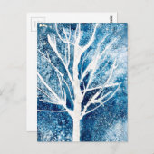 冬の白い樺の木の木のクリスマス ポストカード (正面/裏面)