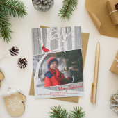 冬の白い樺の木の木の写真の素朴な納車木 シーズンカード