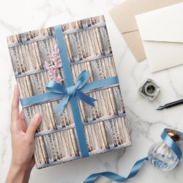 冬の白い樺の木の木 ラッピングペーパー