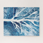 冬の白い樺の木ツリーのクリスマス ジグソーパズル (横)