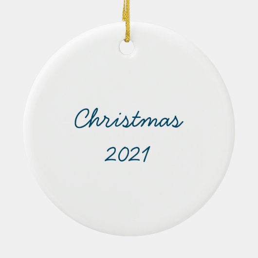 冬の白い樺の木ツリーのクリスマス セラミックオーナメント (裏面)