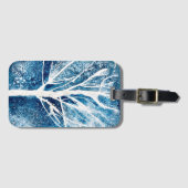 冬の白い樺の木ツリーのクリスマス ラゲッジタグ (正面横)