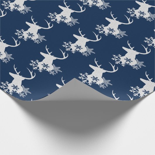 冬の白い渦巻きクリスマスディアー ラッピングペーパー (角)