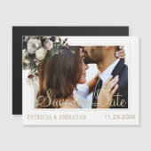 冬の白い牡丹エレガントな結婚式は日付を保存 (正面/裏面)