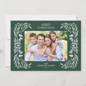冬の白い緑の写真クリスマス シーズンカード (正面)