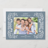 冬の白い緑の写真クリスマス シーズンカード (正面)