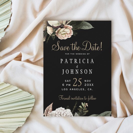 冬の白い花のエレガントな結婚式は日付を保存 セーブザデート