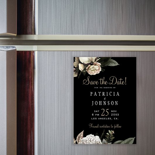 冬の白い花のエレガントな結婚式は日付を保存 マグネット招待状