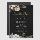 冬の白い花のエレガントな結婚式は日付を保存 マグネット招待状 (正面/裏面)