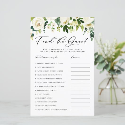 冬の白い花のゲストシャワーカードを見つける (スタンド正面)