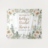 冬の白い花のベビーシャワーサインタペストリー タペストリー (正面(横))