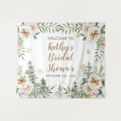 冬の白い花のベビーシャワー サイン タペストリー (正面(横))