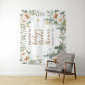 冬の白い花のベビーシャワー サイン タペストリー (インサイチュ)