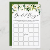 冬の白い花ブライダルシャワービンゴカード (正面/裏面)