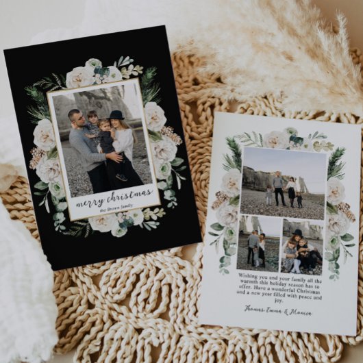 冬の白い花 | モノクロ写真 シーズンカード