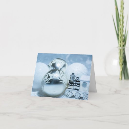 冬の白い装飾。 クリスマス。 カード (正面)