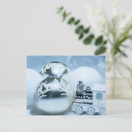 冬の白い装飾。 クリスマス。 ポストカード (スタンド正面)