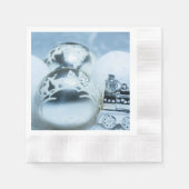 冬の白い装飾。 クリスマス。 縁ありカクテルナプキン (正面)