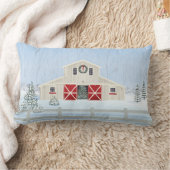 冬の白い雪のクリスマスバーンドレッドドア ランバークッション (ブランケット)