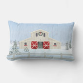 冬の白い雪のクリスマスバーンドレッドドア ランバークッション (正面)