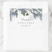 冬の白い青のクリスマスパイパーソナライズされたン 長方形シール (バッグ)