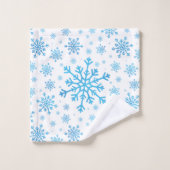 冬の白かわいらしに青いクリスマスの雪 バスタオルセット (ウォッシュタオル)