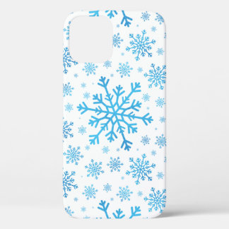 冬の白かわいらしに青いクリスマスの雪 iPhone 12 PROケース