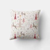 冬の白とクリスマスツリーと鹿 クッション (裏面)