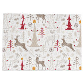 冬の白とクリスマスツリーと鹿 ラージペーパーバッグ (裏面)